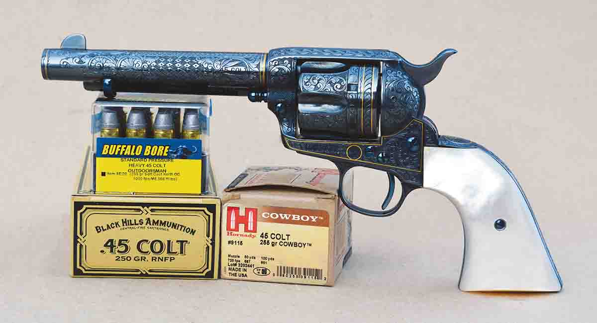 Factory loaded .45 Colt ammunition from Hornady, Buffalo Bore and Black Hills were tested in Brian’s custom Colt SAA reproduction of the Sears, Roebuck & Company COWBOY SPECIAL.